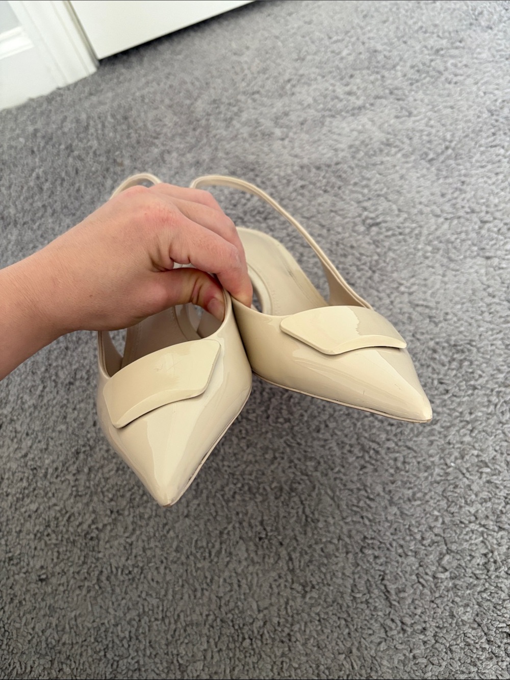 ZARA Women Preppy Corp Core White Leather Slingback Kitten Heels  SZ 40 - Picture 8 of 8